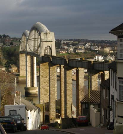 The Royal Albert Railway Bridge, taken from the Saltash side of the River Tamar, 31st January 2005 by Kevin Hale.